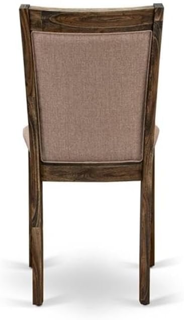 East West Furniture X797MZ716-7 7 Piece Modern Dining Table Set Consist of a Rectangle Wooden Table with X-Legs and 6 Dark Khaki Linen Fabric Upholstered Chairs, 40x72 Inch, Multi-Color