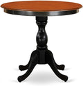 East West Furniture ESVA3-BCH-C 3 Piece Kitchen Table Set for Small Spaces Contains a Round Dining Room Table with Pedestal and 2 Linen Fabric Upholstered Chairs, 30x30 Inch, Black & Cherry