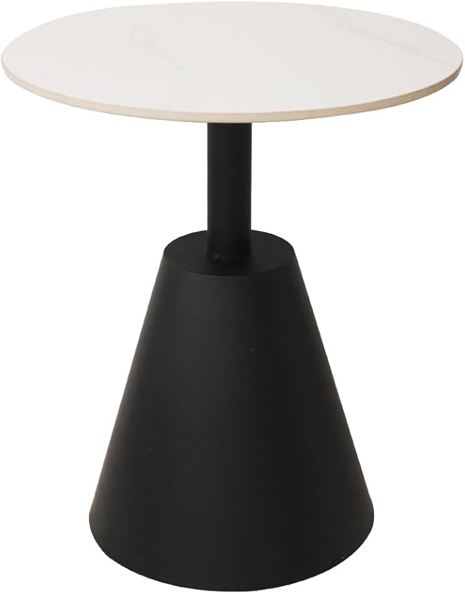 Side Table with Marble Top Metal End Table Modern Sofa Side End Table Outdoor Coffee Round Side Desk for Couch Living Room Bedroom