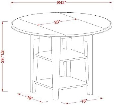 East West Furniture SUAV3-BCH-LC 3 Piece Dining Table Set Contains a Round Dining Room Table with Dropleaf & Shelves and 2 Faux Leather Upholstered Chairs, 42x42 Inch, Black & Cherry