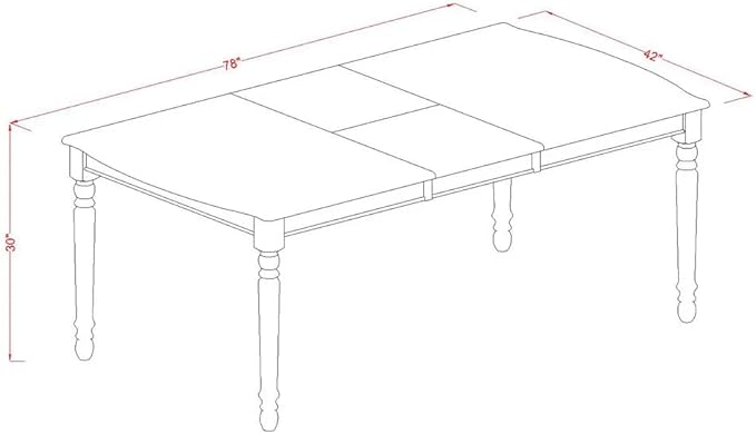 East West Furniture DOAN5-WHI-W 5 Piece Kitchen Table Set for 4 Includes a Rectangle Dining Room Table with Butterfly Leaf and 4 Dining Chairs, 42x78 Inch, Buttermilk & Cherry