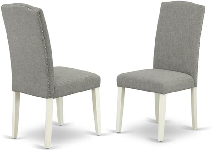 East West Furniture X077EN206-5 5 Piece Modern Dining Table Set Includes a Rectangle Wooden Table with X-Legs and 4 Dark Shitake Linen Fabric Parson Chairs, 40x72 Inch, Multi-Color
