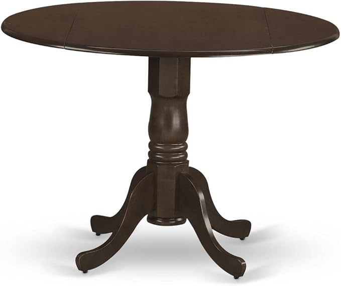 East West Furniture DLVA5-ESP-W 5 Piece Kitchen Table Set for 4 Includes a Round Dining Room Table with Dropleaf and 4 Solid Wood Seat Chairs, 42x42 Inch, Espresso