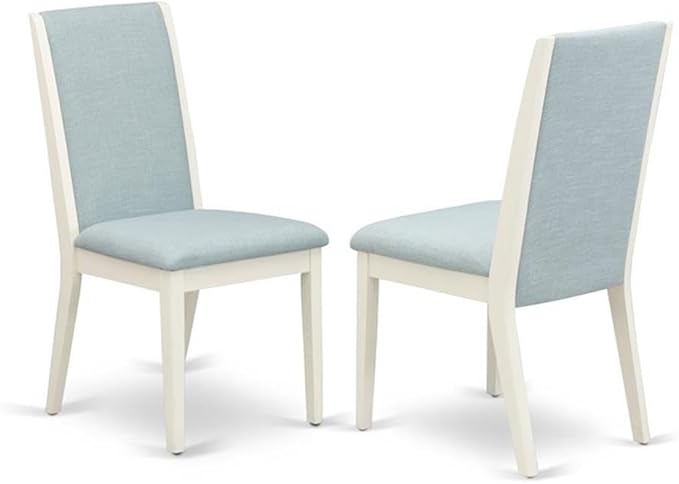 East West Furniture X097LA015-9 9 Piece Kitchen Table Set Includes a Rectangle Dining Table with X-Legs and 8 Baby Blue Linen Fabric Parsons Dining Chairs, 40x72 Inch, Multi-Color
