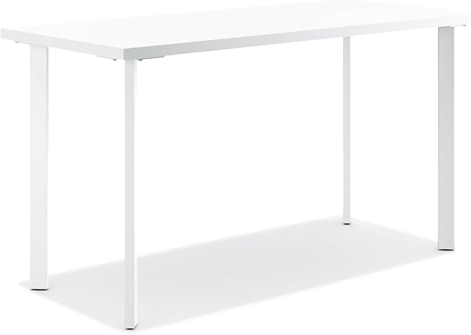 HON Coze Home Office Desks, Sturdy Table Computer Desk, 48", White Top, White Base