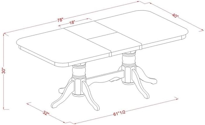 East West Furniture NADO7-WHI-W 7 Piece Dining Room Furniture Set Consist of a Rectangle Kitchen Table with Butterfly Leaf and 6 Dining Chairs, 40x78 Inch, Buttermilk & Cherry