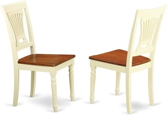 East West Furniture HLPL3-BMK-W 3 Piece Dining Room Table Set Contains a Round Kitchen Table with Pedestal and 2 Dining Chairs, 42x42 Inch, Buttermilk & Cherry