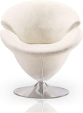 Manhattan Comfort Tulip Swivel Accent Chair with 360° Turn, Modern Flower Inspired Design, Soft Velvet Upholstery, Polished Chrome Base, No Assembly Required, 300 Lbs Capacity, White