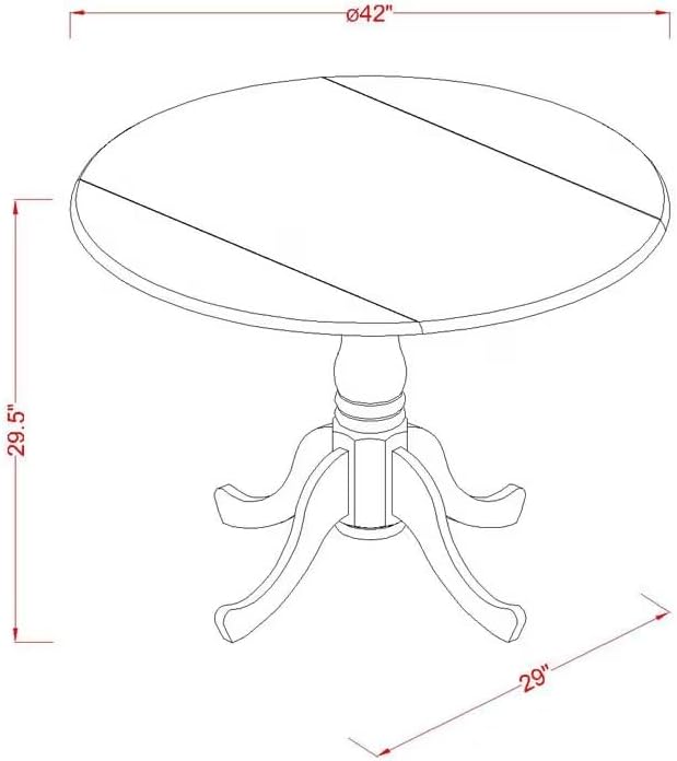 East West Furniture DLAN5-BCH-C 5 Piece Dining Table Set for 4 Includes a Round Kitchen Table with Dropleaf and 4 Linen Fabric Kitchen Dining Chairs, 42x42 Inch, Black & Cherry
