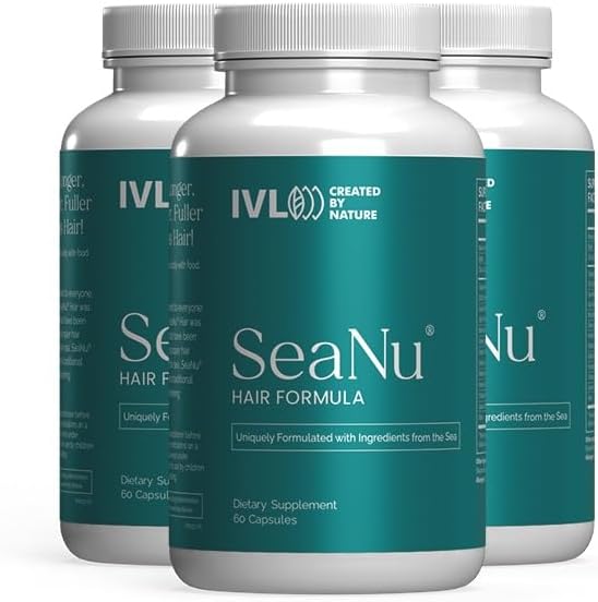 IVL - SeaNu Hair Vitamins Supplements - Hair Strength, Strand Thickness, Hair Growth - with Biotin, Vitamin B3, Zinc, Saw Palmetto Berry Extract, Green Lipped Mussel - Vitamin Hair Growth (3 Pack)