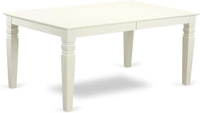 East West Furniture LGDA7-LWH-29 7 Piece Dining Room Set Includes a Rectangle Wooden Table with Butterfly Leaf and 6 Polyester Fabric Padded Chairs, 42x84 Inch, linen white