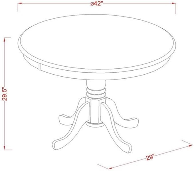 East West Furniture HLPL3-BMK-W 3 Piece Dining Room Table Set Contains a Round Kitchen Table with Pedestal and 2 Dining Chairs, 42x42 Inch, Buttermilk & Cherry