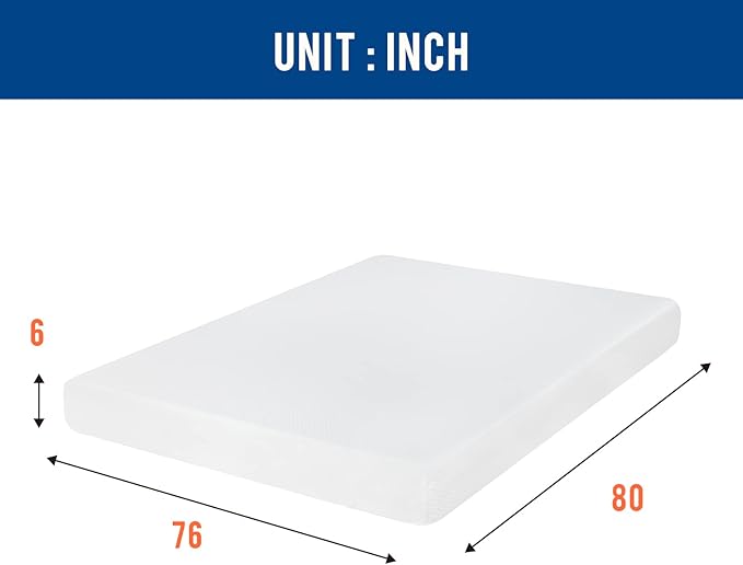 FDW | 6 Inch King Mattress | Medium Firm | Gel Memory Foam Mattress | White | Bed in a Box, CertiPUR-US Certified | Pressure Relief, Cooling Ventilated Foam | Washable Removable Cover