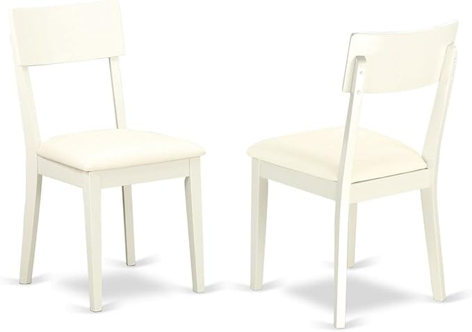 East West Furniture DLAD3-LWH-LC 3 Piece Dining Room Furniture Set Contains a Round Dining Table with Dropleaf and 2 Faux Leather Upholstered Chairs, 42x42 Inch, Linen White