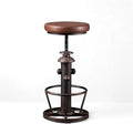 Vintage Swivel Bar Stools Industrial Leather Seat Bar Stool Fire Hydrant Design Kitchen Dinning Chair 24-30inch Height Adjustable with Footrest
