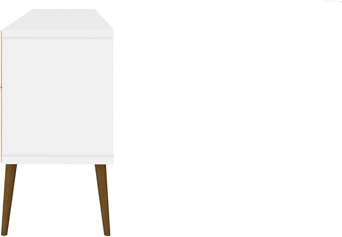 Manhattan Comfort Bradley Mid Century Modern TV Stand for Televisions up to 60 Inches, Living Room Entertainment Center with Storage, Media Shelves and Soft Close Doors, White/Rustic Brown