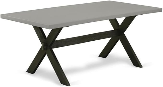 East West Furniture X697EL121-7 7 Piece Dining Table Set Consist of a Rectangle Dining Room Table with X-Legs and 6 Blue Linen Fabric Upholstered Chairs, 40x72 Inch, Multi-Color