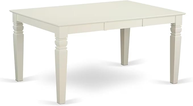 East West Furniture WEAD5-LWH-LC 5 Piece Dining Table Set for 4 Includes a Rectangle Kitchen Table with Butterfly Leaf and 4 Faux Leather Upholstered Chairs, 42x60 Inch, Linen White