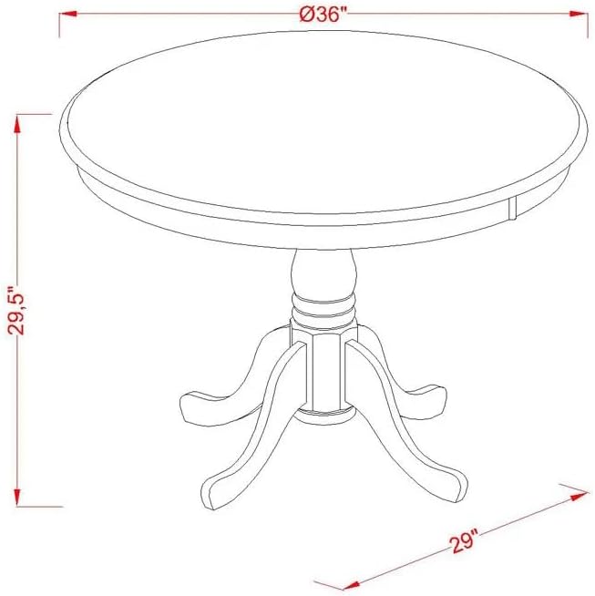 East West Furniture ANDA3-AWA-29 3 Piece Kitchen Table & Chairs Set Includes a Round Dining Table with Pedestal and 2 Polyester Fabric Upholstered Chairs, 36x36 Inch, Antique Walnut