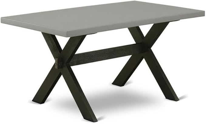 East West Furniture X696FR102-7 7 Piece Modern Dining Table Set Consist of a Rectangle Wooden Table with X-Legs and 6 Light Beige Linen Fabric Upholstered Chairs, 36x60 Inch, Multi-Color