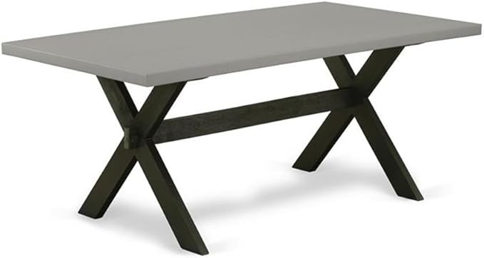 East West Furniture X697MZ650-9 9 Piece Dining Room Set Includes a Rectangle Dining Table with X-Legs and 8 Dark Gotham Grey Linen Fabric Upholstered Chairs, 40x72 Inch, Multi-Color
