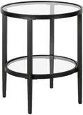 Henn&Hart 20" Wide Round Side Table with Glass Shelf in Blackened Bronze, Table for Living Room, Bedroom