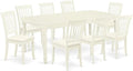 East West Furniture DODA9-LWH-C 9 Piece Dining Room Set Includes a Rectangle Kitchen Table with Butterfly Leaf and 8 Linen Fabric Upholstered Dining Chairs, 42x78 Inch, Linen White