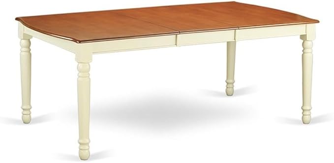 East West Furniture DOIP9-BMK-W 9 Piece Modern Dining Table Set Includes a Rectangle Wooden Table with Butterfly Leaf and 8 Kitchen Dining Chairs, 42x78 Inch, Buttermilk & Cherry