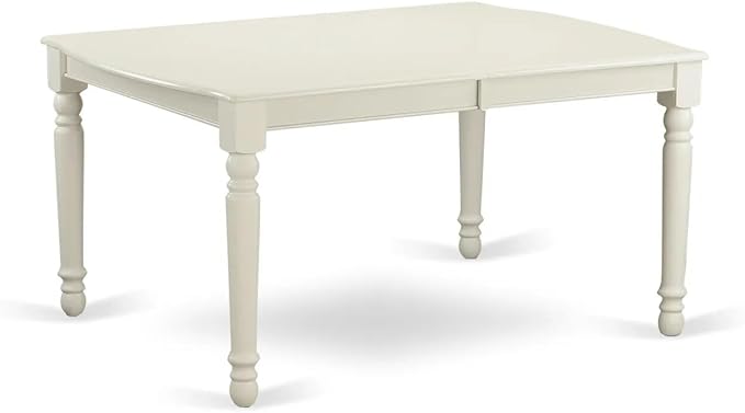 East West Furniture LGDA7-LWH-23 7 Piece Dining Set Includes a Rectangle Dining Table with Butterfly Leaf and 6 Polyester Fabric Upholstered Chairs, linen white