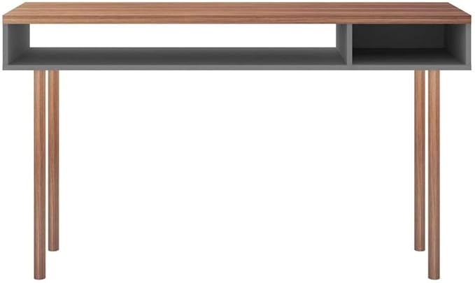 Manhattan Comfort Windsor Modern 2 Shelves Entryway Accent Console Table, 47.24", Grey and Nature