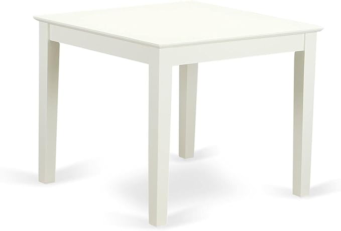 East West Furniture OXEN5-LWH-78 5 Piece Modern Dining Table Set Includes a Square Wooden Table and 4 Pink Flamingo Faux Leather Upholstered Chairs, 36x36 Inch, Linen White