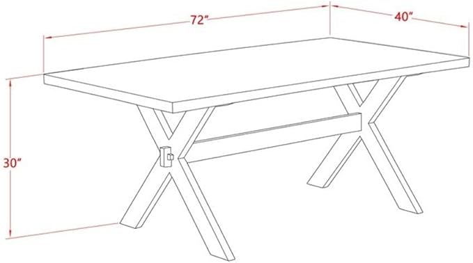 East West Furniture XT077 X-Style Modern Dining Table - a Rectangle Wooden Table Top with Stylish Legs, 40x72 Inch, Multi-Color