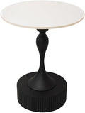 Side Table with Marble Top Metal End Table Modern Sofa Side End Table Coffee Round Side Desk for Couch Living Room Bedroom Outdoor