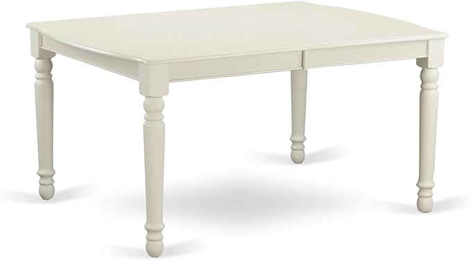 East West Furniture DODA5-LWH-C 5 Piece Modern Dining Table Set Includes a Rectangle Wooden Table with Butterfly Leaf and 4 Linen Fabric Dining Room Chairs, 42x78 Inch, Linen White
