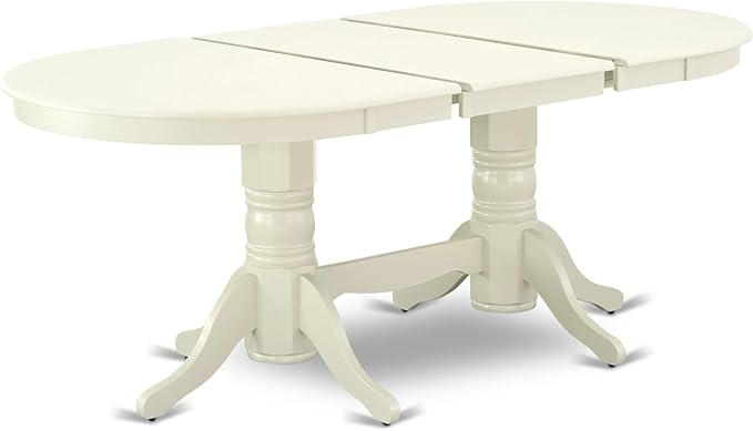 East West Furniture VAAS5-LWH-42 5 Piece Mid-Century Dining Table Set Includes A Wood Table and 4 Beige Red Polyester Fabric Padded Chairs with Stylish Back- Linen White Finish