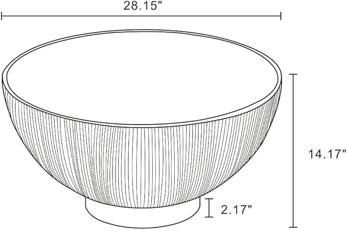 Manhattan Comfort Anderson Modern 28.15" Round Coffee Table 2.0 - Ceramic Marble Tabletop, Elegant Pleated Leatherette Details & Gold Base, Fully Assembled Accent Furniture, Set of 1, Orange