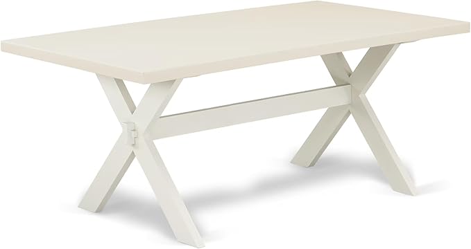 East West Furniture X027LA015-5 5 Piece Dining Room Furniture Set Includes a Rectangle Dining Table with X-Legs and 4 Baby Blue Linen Fabric Upholstered Chairs, 40x72 Inch, Multi-Color