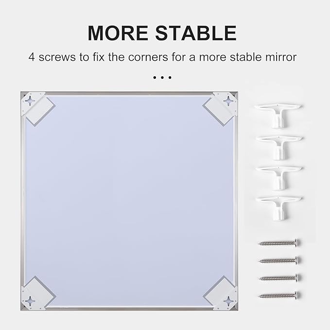 24x40 Inch Silver Bathroom Mirror - Copper-Free Mirror, Aluminum Alloy Frame Vanity Rectangle Wall Mounted Modern Mirror for Bedroom/Living Room/Porch Horizontal or Vertical