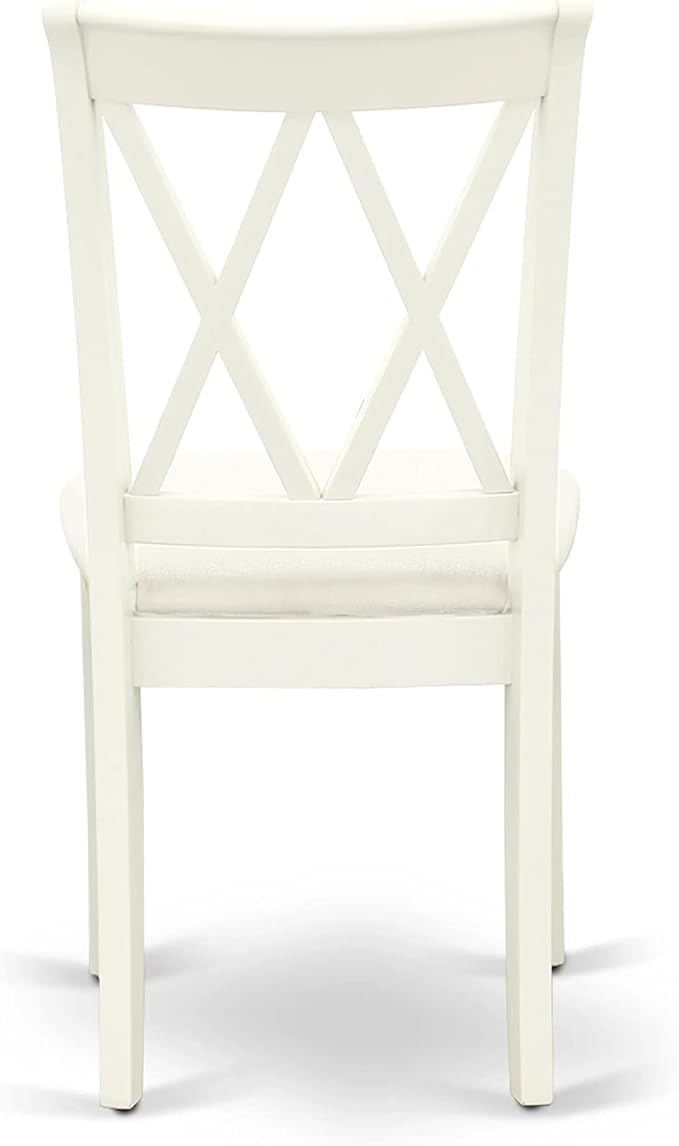 East West Furniture MZCL3-LWH-C 3 Piece Modern Dining Table Set Contains a Rectangle Wooden Table with Dropleaf and 2 Linen Fabric Kitchen Dining Chairs, 36x54 Inch, Linen White