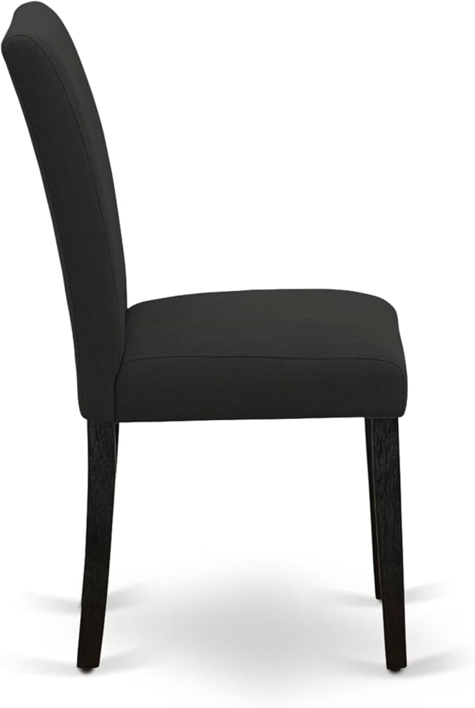 East West Furniture V677AB624-7 7 Piece Dinette Set Consist of a Rectangle Dining Room Table with V-Legs and 6 Black Color Linen Fabric Upholstered Chairs, 40x72 Inch, Multi-Color