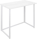 Leopard Folding Computer Desk for Small Spaces, No-Assembly Space-Saving Home Office Desk, Foldable Computer Table, Laptop Table, Writing Desk, Compact Study Reading Table (White)