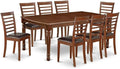East West Furniture DOML9-MAH-LC 9 Piece Dining Table Set Includes a Rectangle Dining Room Table with Butterfly Leaf and 8 Faux Leather Upholstered Chairs, 42x78 Inch, Mahogany