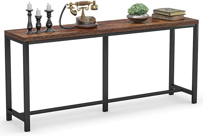 Tribesigns 70.9 inch Extra Long Console Table Behind Couch, Easy Assembly Sofa Table for Living Room Small Space, Rustic Industrial Narrow Entryway Hallway Table (Brown)