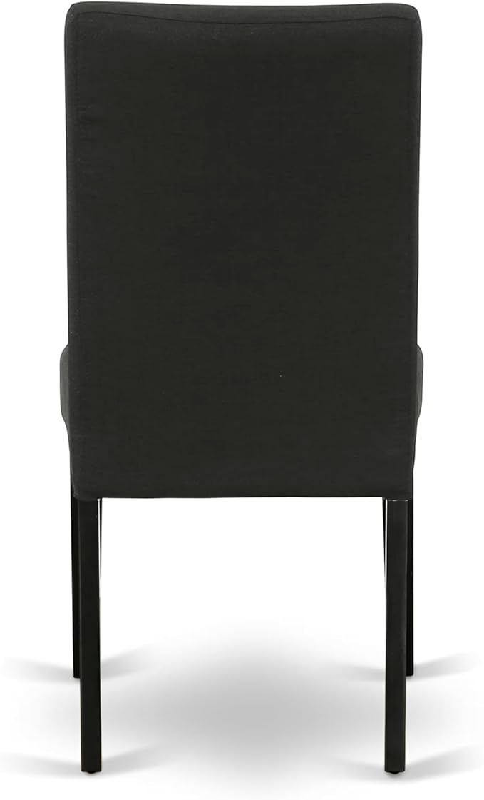 East West Furniture V677DR124-9 9 Piece Dining Set Includes a Rectangle Dining Room Table with V-Legs and 8 Black Color Linen Fabric Upholstered Parson Chairs, 40x72 Inch, Multi-Color