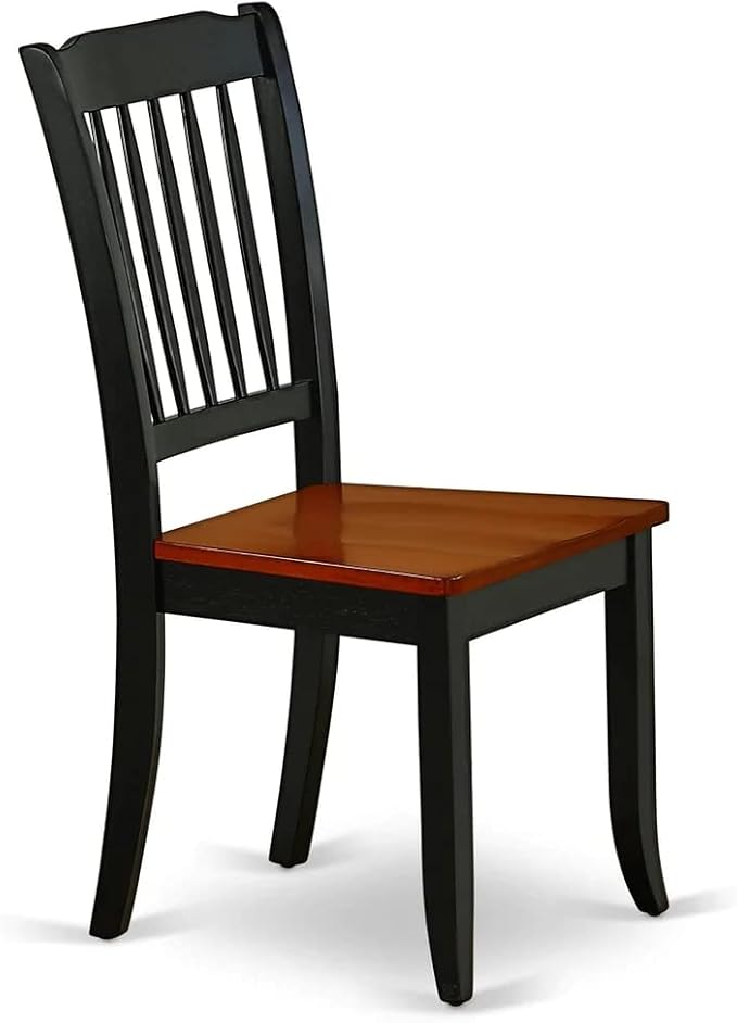 East West Furniture QUDA7-BCH-W 7 Piece Dining Table Set Consist of a Rectangle Dining Room Table with Butterfly Leaf and 6 Wood Seat Chairs, 40x78 Inch, Black & Cherry