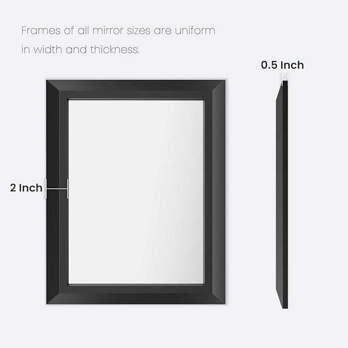 Amorho Black Bathroom Mirror, 48x30 Inch Thick Metal Framed Wall Mirrors for Over 2 Sinks, Bedroom, Living Room, Entryway, Large Rectangle Wall-Mounted Mirrors.