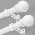 Curtain Rods for Windows 16 to 120 Inches, Curtain Rod Max Adjustable Length of 132 IN, 1" Diameter Drapery Rods Round Finials, White, Pack of 2