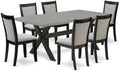 East West Furniture X697MZ606-7 7 Piece Kitchen Table & Chairs Set Consist of a Rectangle Dining Room Table with X-Legs and 6 Shitake Linen Fabric Parson Chairs, 40x72 Inch, Multi-Color