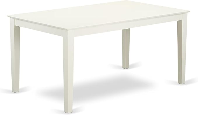 East West Furniture CAEN7-LWH-06 7 Piece Dining Room Furniture Set Consist of a Rectangle Dining Table and 6 Dark Shitake Linen Fabric Parsons Chairs, 36x60 Inch, Linen White