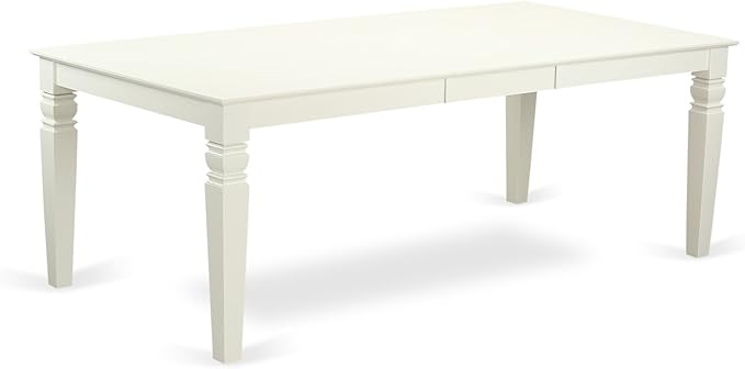 East West Furniture LGBO9-LWH-W 9 Piece Kitchen Table & Chairs Set Includes a Rectangle Dining Table with Butterfly Leaf and 8 Dining Room Chairs, 42x84 Inch, Linen White